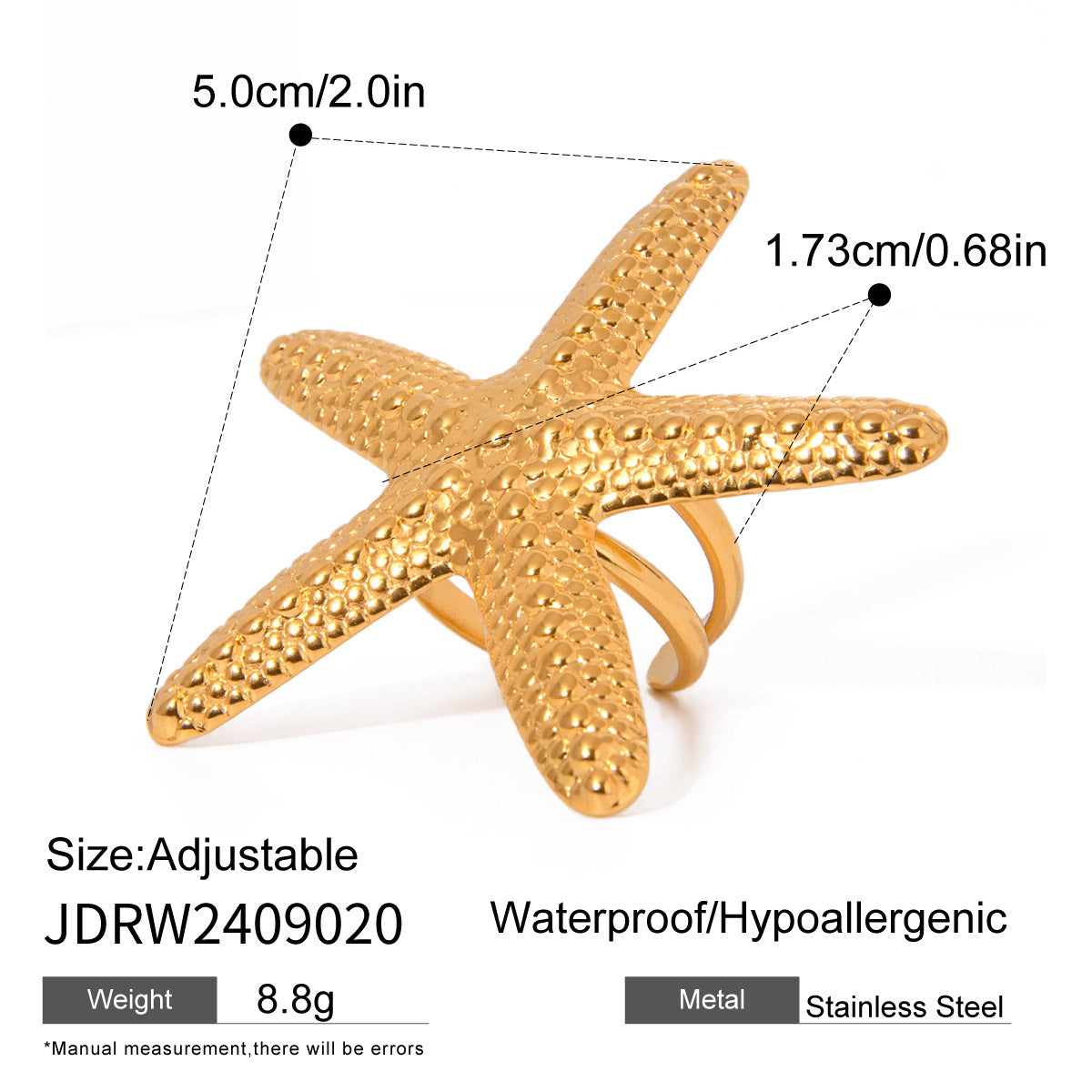 Waterproof Starfish Ring Collection