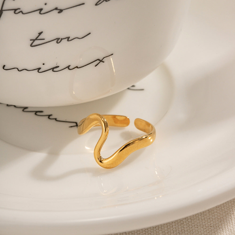 Waterproof Wavy Open Ring