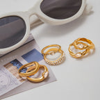 Waterproof 18K Gold Pave Zirconia Statement Layering Band Ring