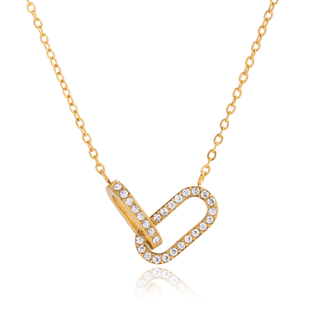 Waterproof 18K Gold Vintage Double Ring Necklace