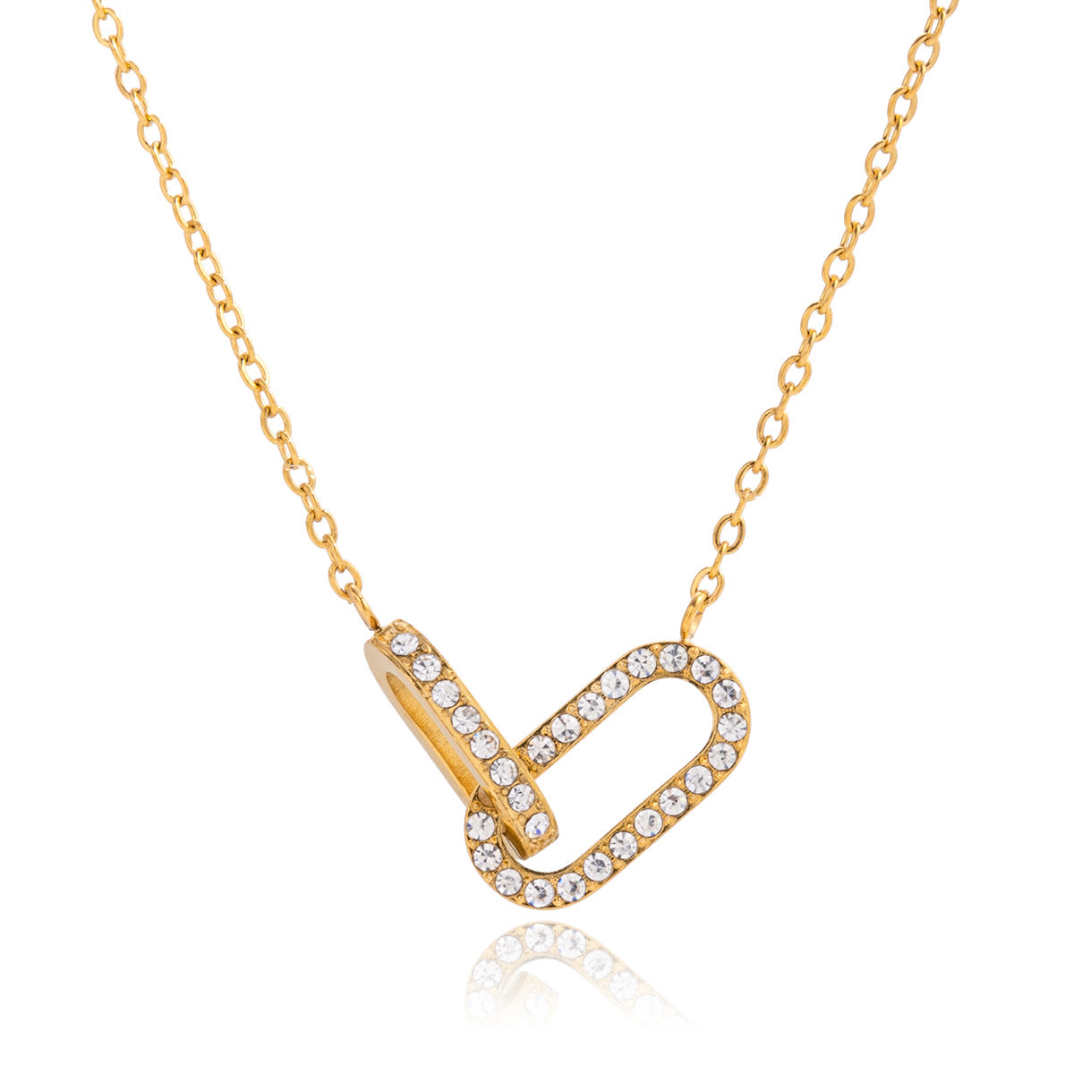Waterproof 18K Gold Vintage Double Ring Necklace
