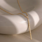 Waterproof CZ Pave Y-Shaped Lariat Necklace