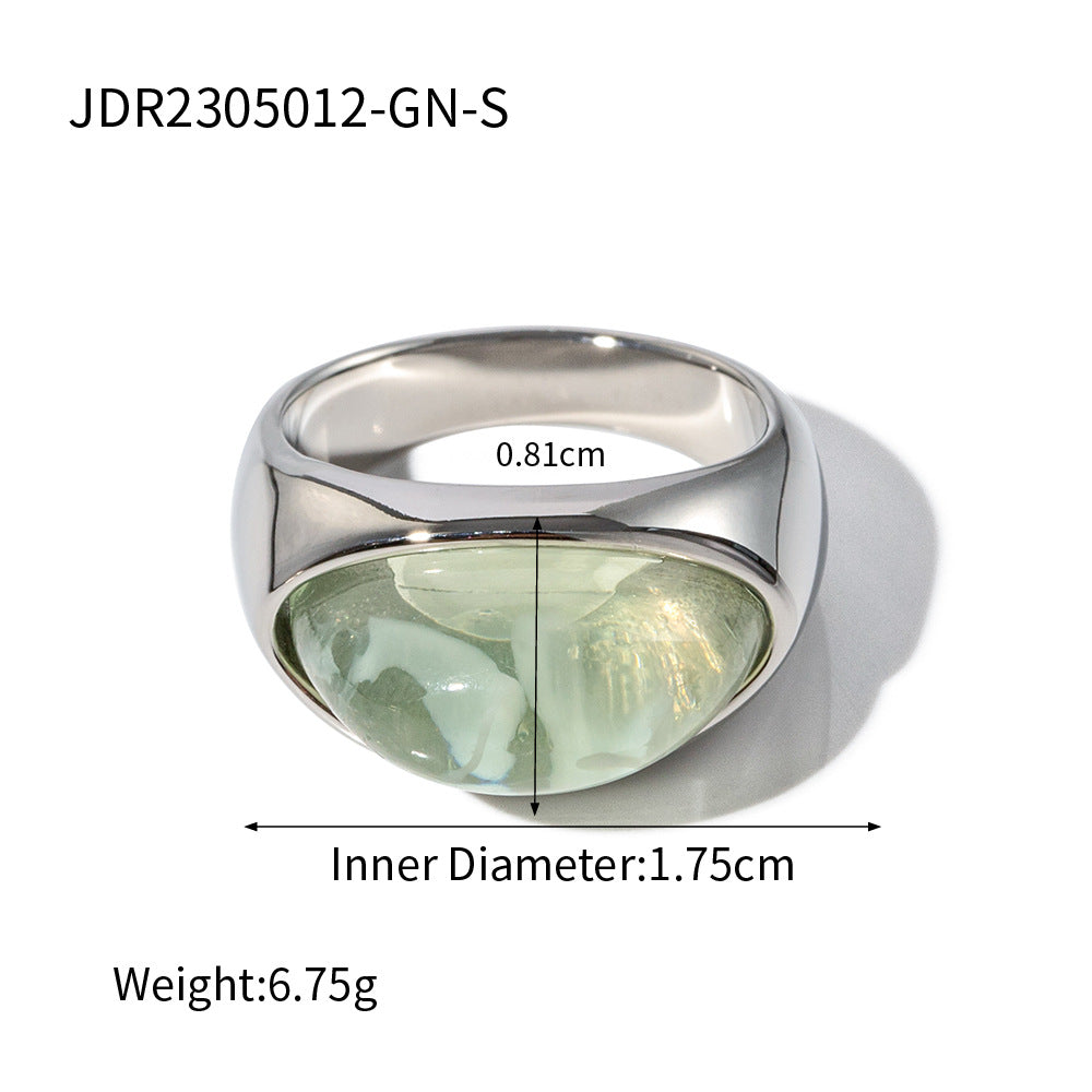 Waterproof 18K Gold Colorful Resin Accent Statement Band Ring