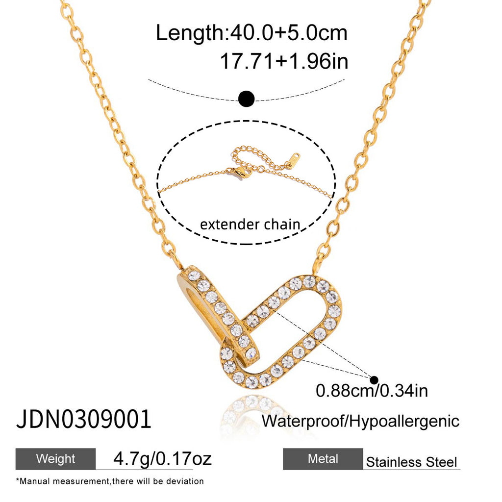 Waterproof 18K Gold Vintage Double Ring Necklace