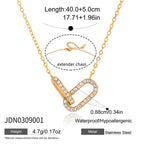 Waterproof 18K Gold Vintage Double Ring Necklace