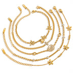 Waterproof 18K Gold Geometric Medallion Zirconia Pendant Necklace