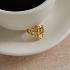 Waterproof 18K Gold Baguette Cut Zirconia Eternity Band Open Ring