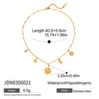 Waterproof 18K Gold-Plated Sun Necklace and Earring Set