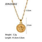 Waterproof Celestial Medallion Necklace | Vintage Gold Steel