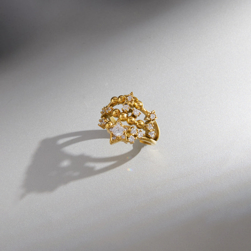Waterproof 18K Gold Baguette Cut Zirconia Eternity Band Open Ring