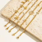 Waterproof 18K Gold Geometric Medallion Zirconia Pendant Necklace