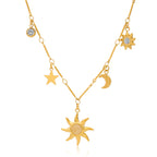 Waterproof 18K Gold-Plated Sun Necklace and Earring Set