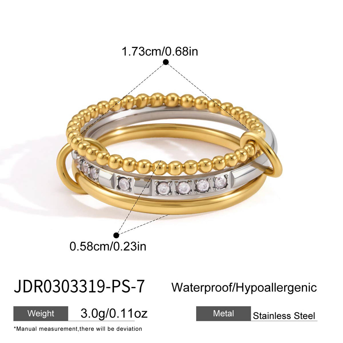 Waterproof 3-in-1 Interlocking Multi-Link Ring