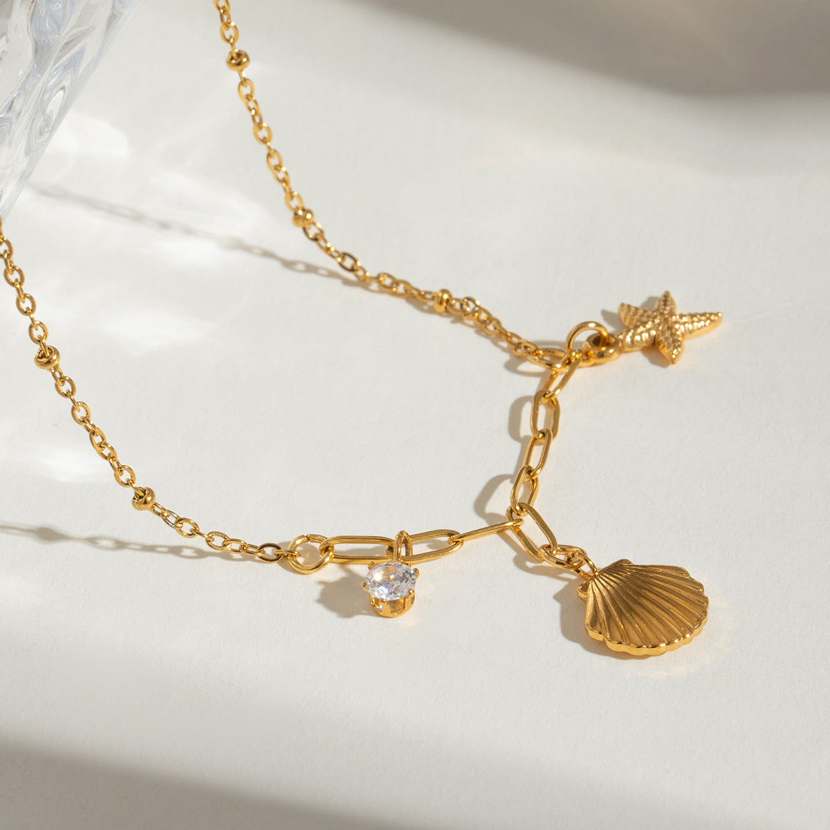 Waterproof Ocean Charm Satellite Necklace