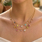 Rainbow Charm Layered Necklace | Waterproof & Tarnish-Free