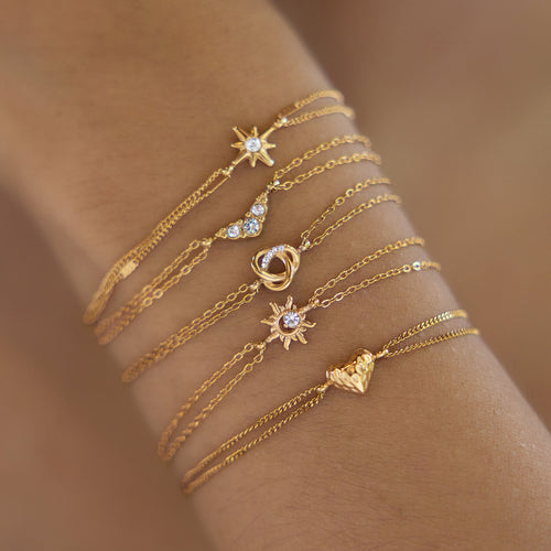 Dainty Double-Chain Charm Bracelet | Waterproof 18K Gold