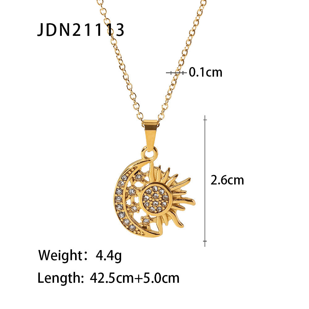 Waterproof Celestial Medallion Necklace | Vintage Gold Steel