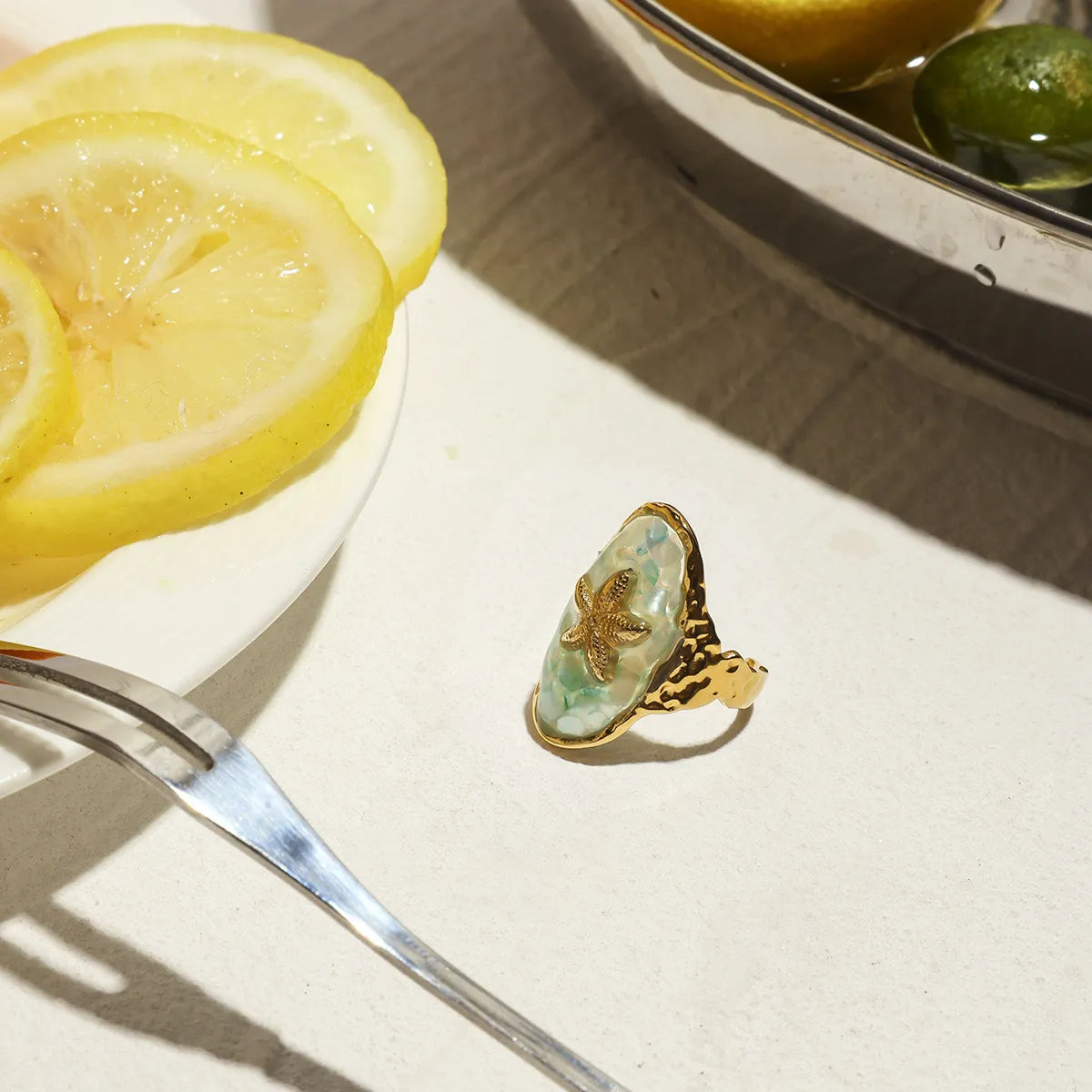Adjustable Starfish Ring – Waterproof Stainless Steel Gold