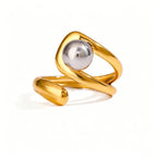 Waterproof Gold & Silver Ball Wrap Open Ring
