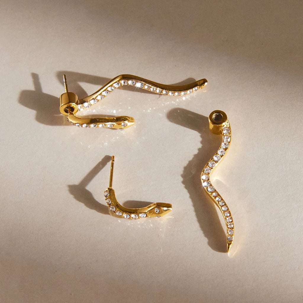 Snake Ear Climber & Cuff Earrings – Waterproof 18K Gold