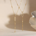 Zirconia Y-Lariat Necklace – Waterproof 18K Gold