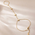 CZ Star Hand Chain Bracelet with Ring – Waterproof 18K Gold