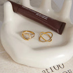 Pavé CZ Crossover & Knot Ring – Waterproof 18K Gold