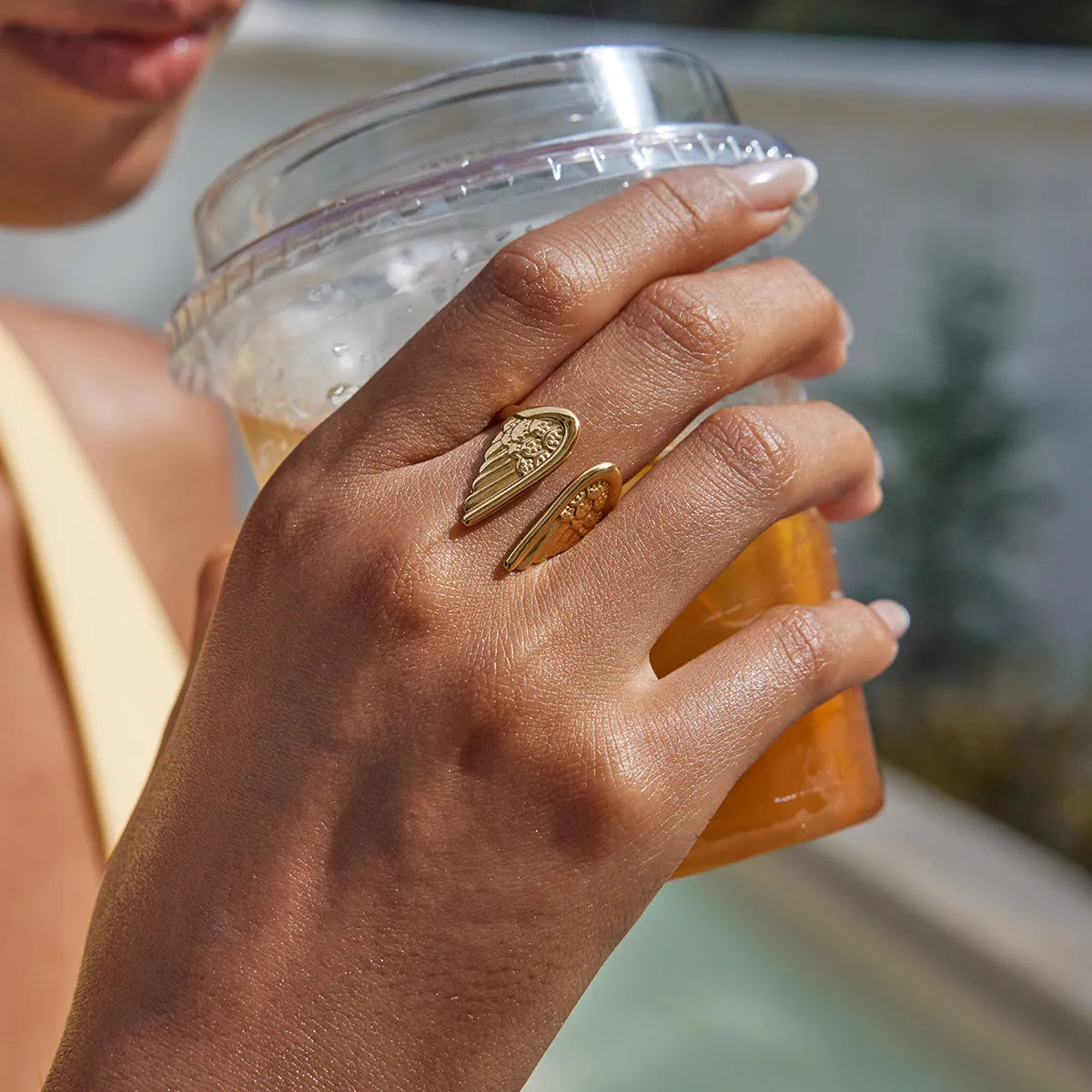 Angel Wings Open Ring – Waterproof 18K Gold