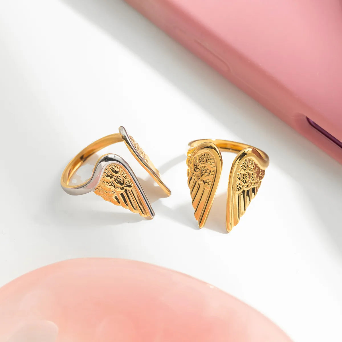 Angel Wings Open Ring – Waterproof 18K Gold