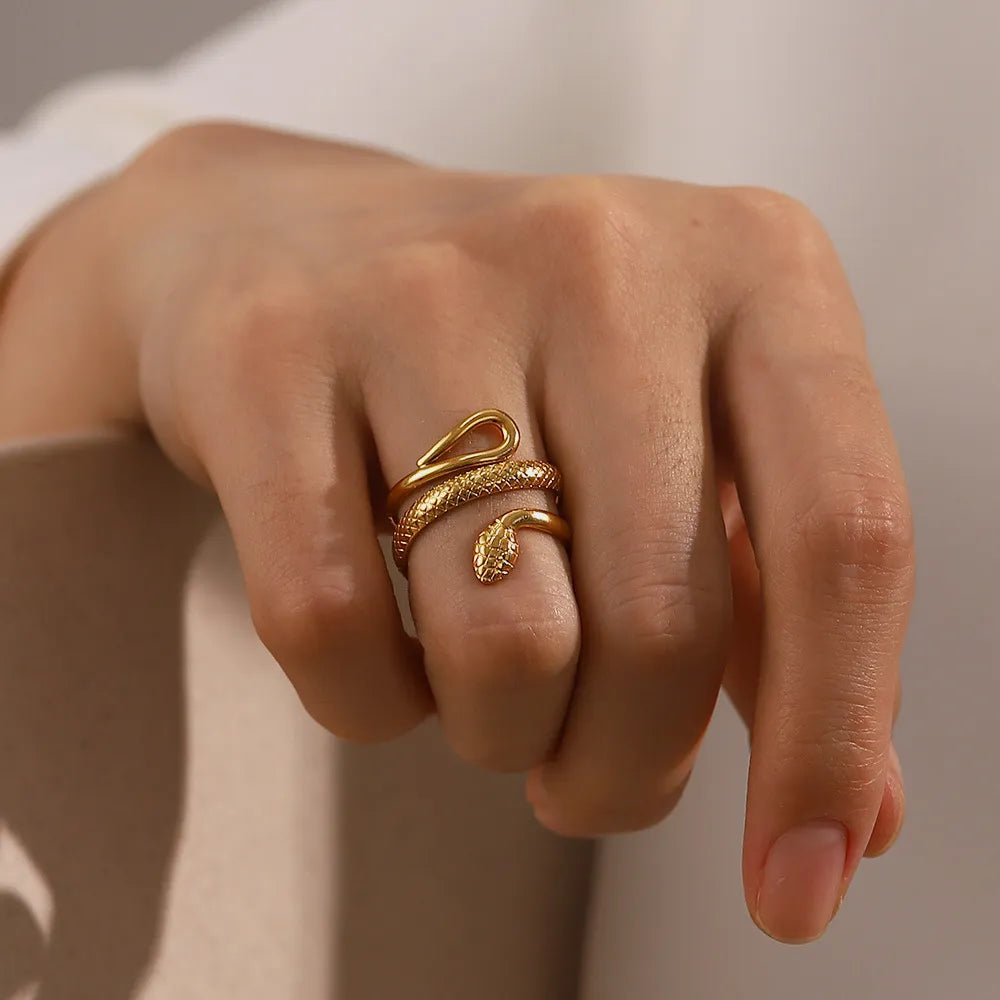 Waterproof Coiled Snake Open Ring