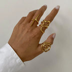 Waterproof Stainless Steel Open Rings | Geometric, Snake & Abstract Designs