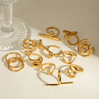 Waterproof Stainless Steel Open Rings | Geometric, Snake & Abstract Designs