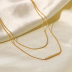 Layered Bar Necklace – Waterproof 18K Gold