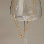 Double Layer Interlocking Ring Necklace – Waterproof 18K Gold