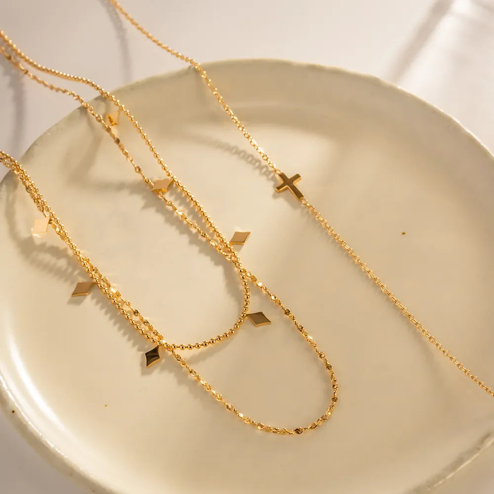 Minimalist Double-Layer Necklace – Waterproof Stainless Steel