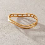 Waterproof Double Row CZ Open Cuff Bangle
