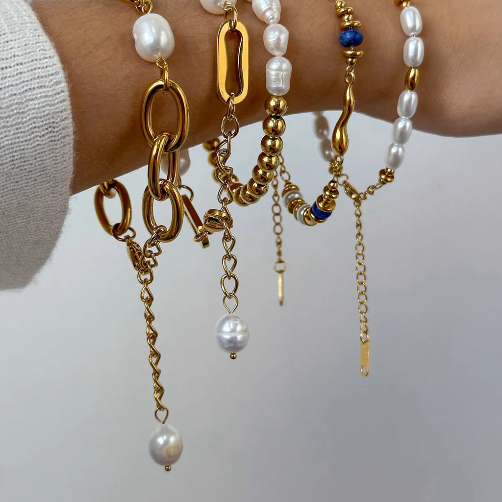 Waterproof Stacking Beaded Pearl Bracelet