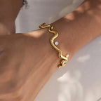 Waterproof Pave Zirconia Minimalist Open Cuff Bangle