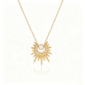 Waterproof Stainless Steel Sunburst Jewelry Set | Gold Pearl & Zirconia Necklace and Earrings