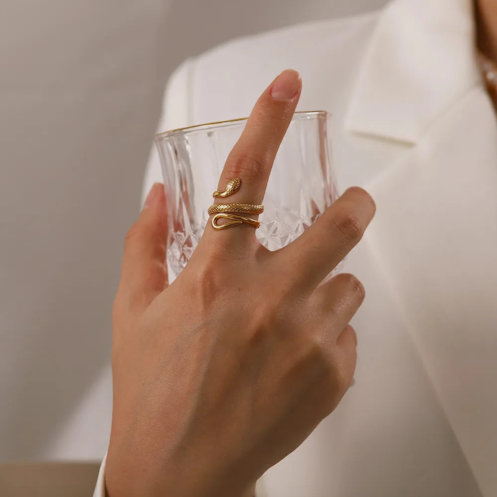 Waterproof Coiled Snake Open Ring