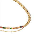 Rainbow CZ Asymmetric Tennis Bracelet – 18K Gold Plated