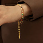Rainbow CZ Asymmetric Tennis Bracelet – 18K Gold Plated