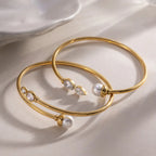 Waterproof Pearl & CZ Cuff Bracelet
