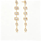 Zirconia Drop & Threader Earrings Collection – Waterproof 18K Gold