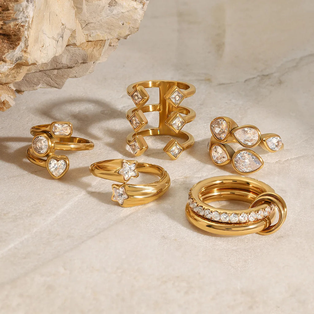 Waterproof Mixed-Cut CZ Ring Collection