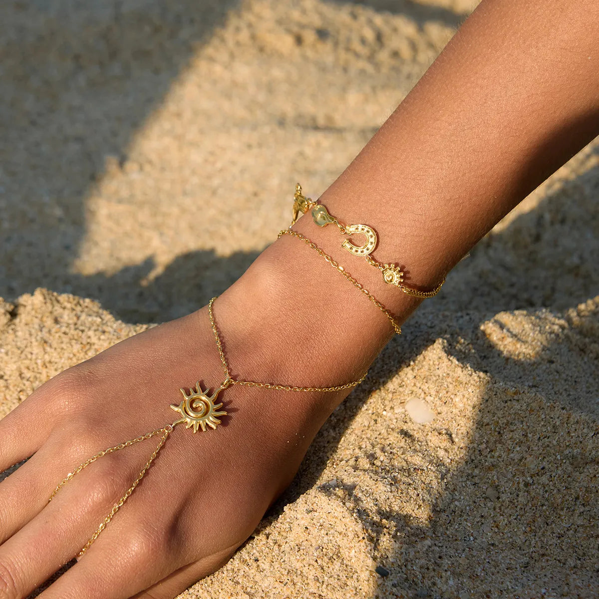 Boho Finger Ring Bracelet – Waterproof Stainless Steel