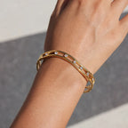 Waterproof Double Row CZ Open Cuff Bangle