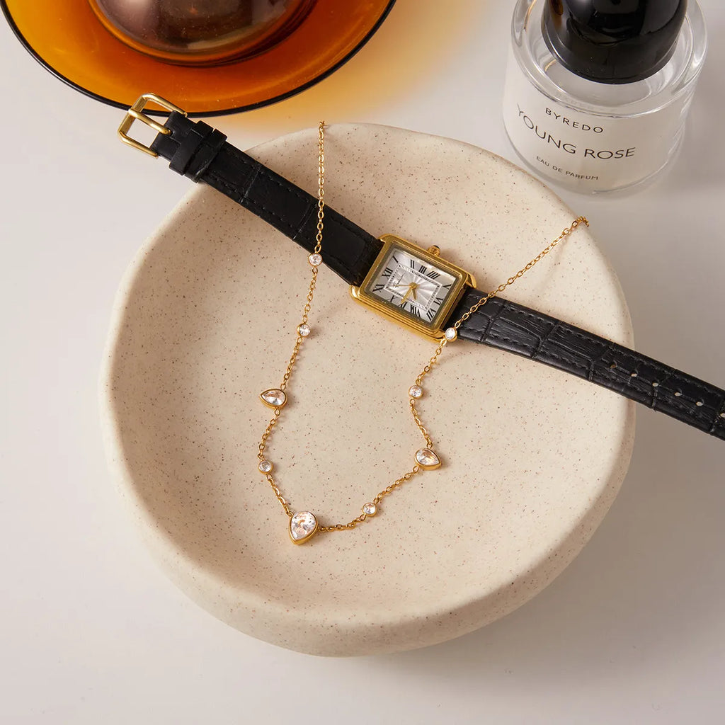 Waterproof CZ & Paperclip Layered Necklace