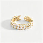 Waterproof Pave CZ Eternity Ring | Gold Oval-Cut Adjustable Band