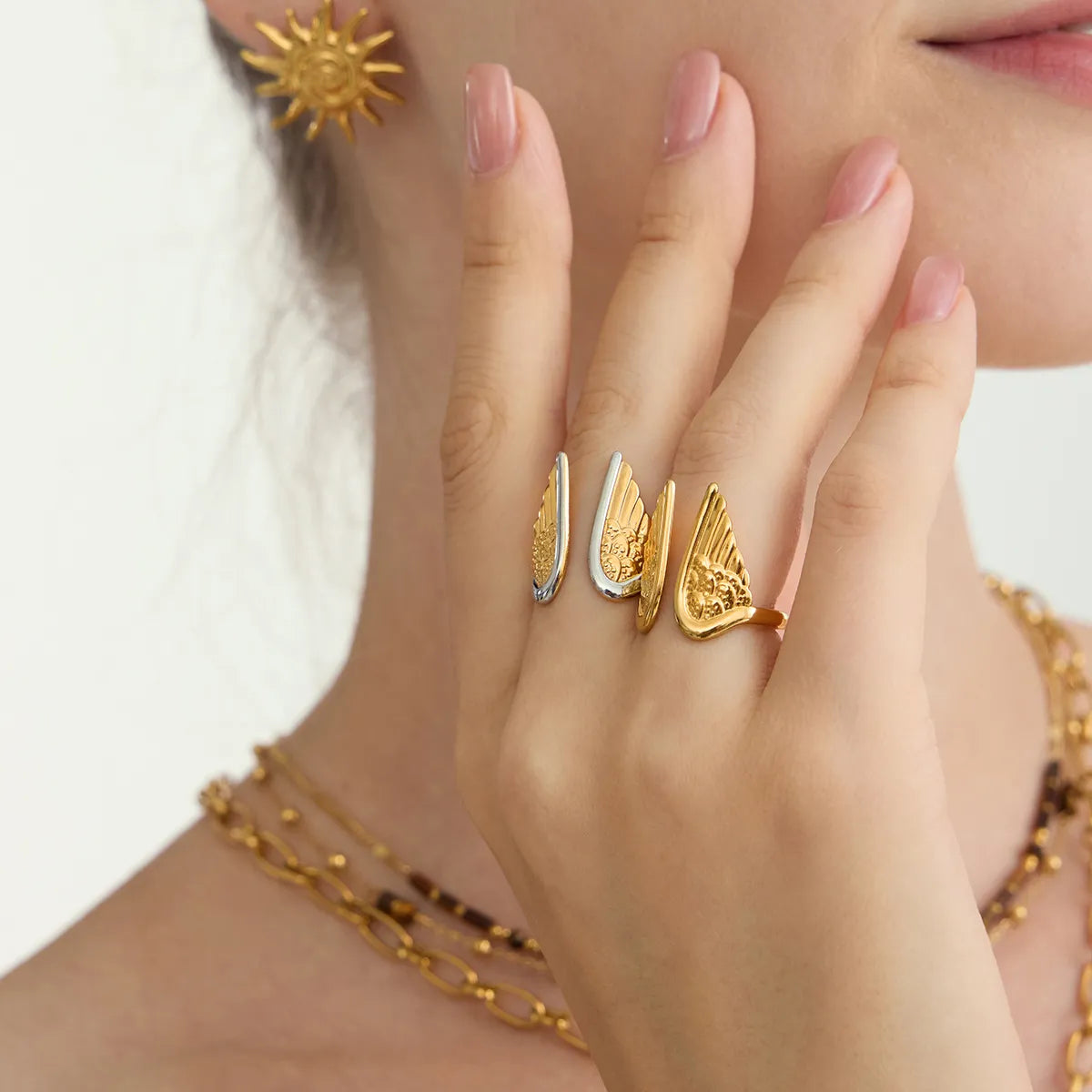 Angel Wings Open Ring – Waterproof 18K Gold